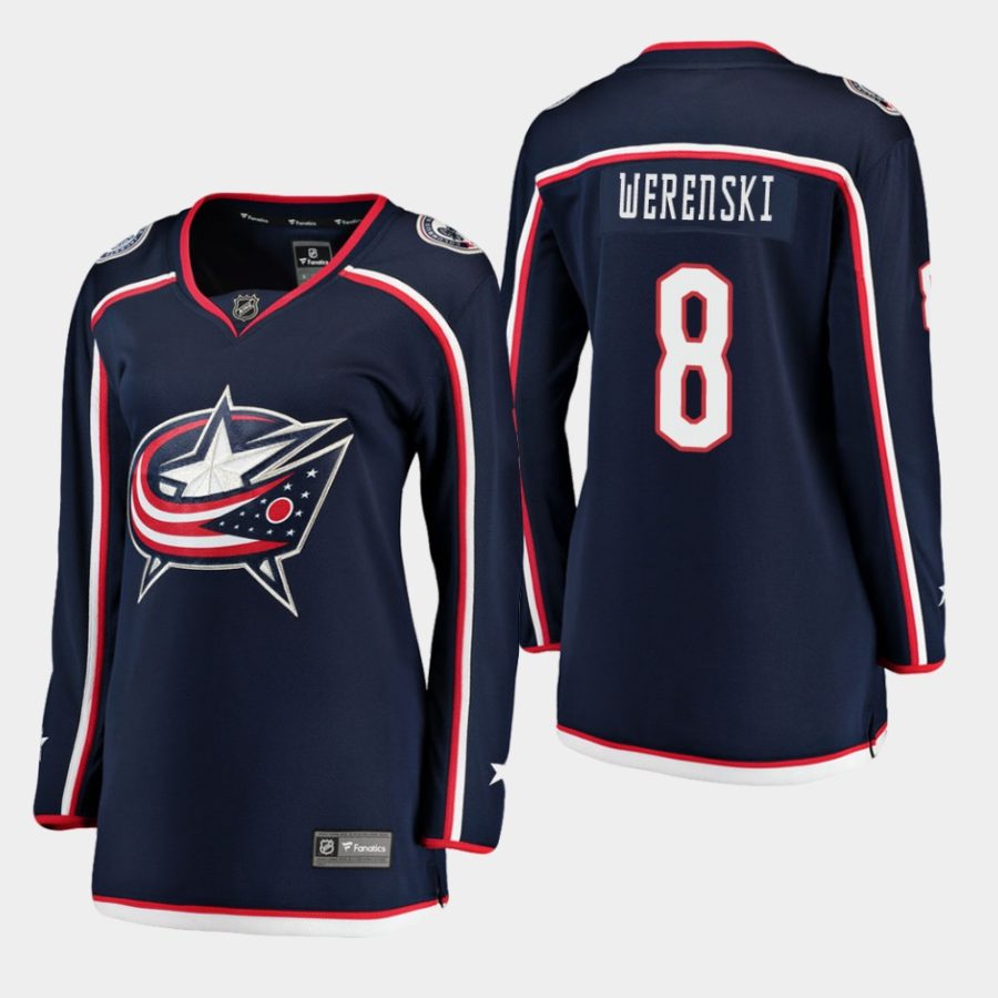 women blue jackets zach werenski home breakaway player jersey