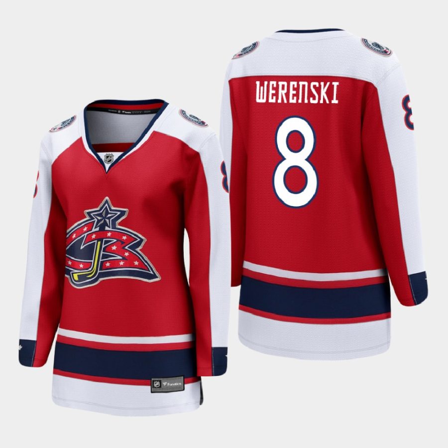 women blue jackets zach werenski red 2021 special edition jersey