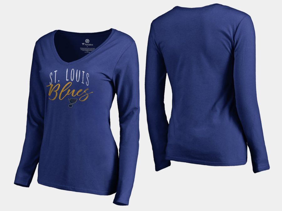 women blues blue graceful long sleeve v neck t shirt