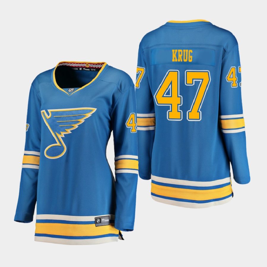 women blues torey krug blue 2020 21 alternate breakaway player jersey