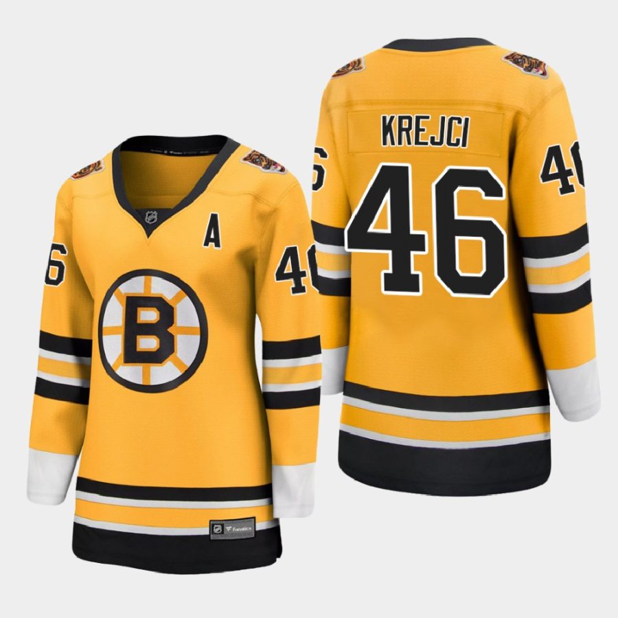 women bruins david krejci gold 2021 special edition jersey