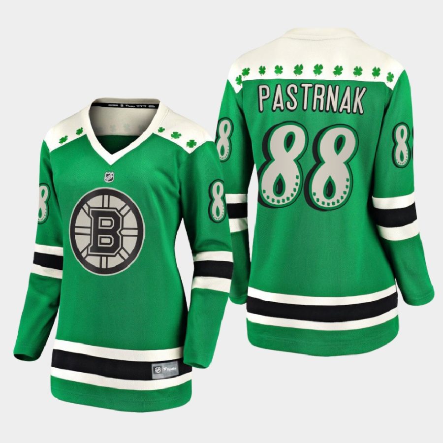 women bruins david pastrnak green 2021 st. patricks day jersey