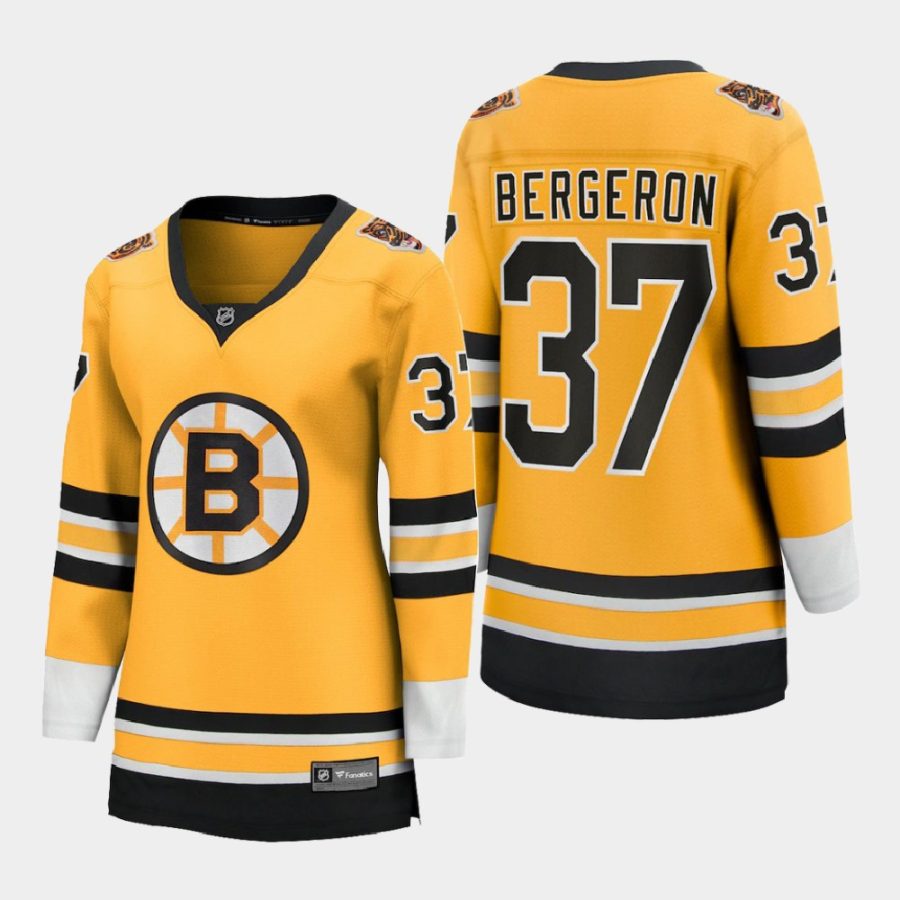 women bruins patrice bergeron gold 2020 21 reverse retro special edition breakaway player jersey