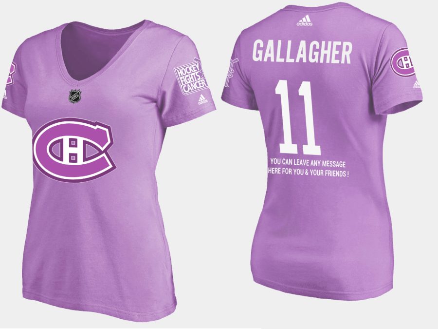 women canadiens brendan gallagher fights cancer purple t shirt