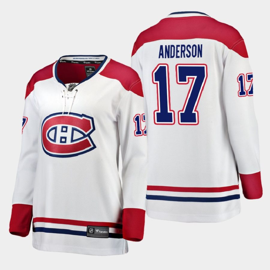 women canadiens josh anderson white 2020 21 away breakaway player jersey