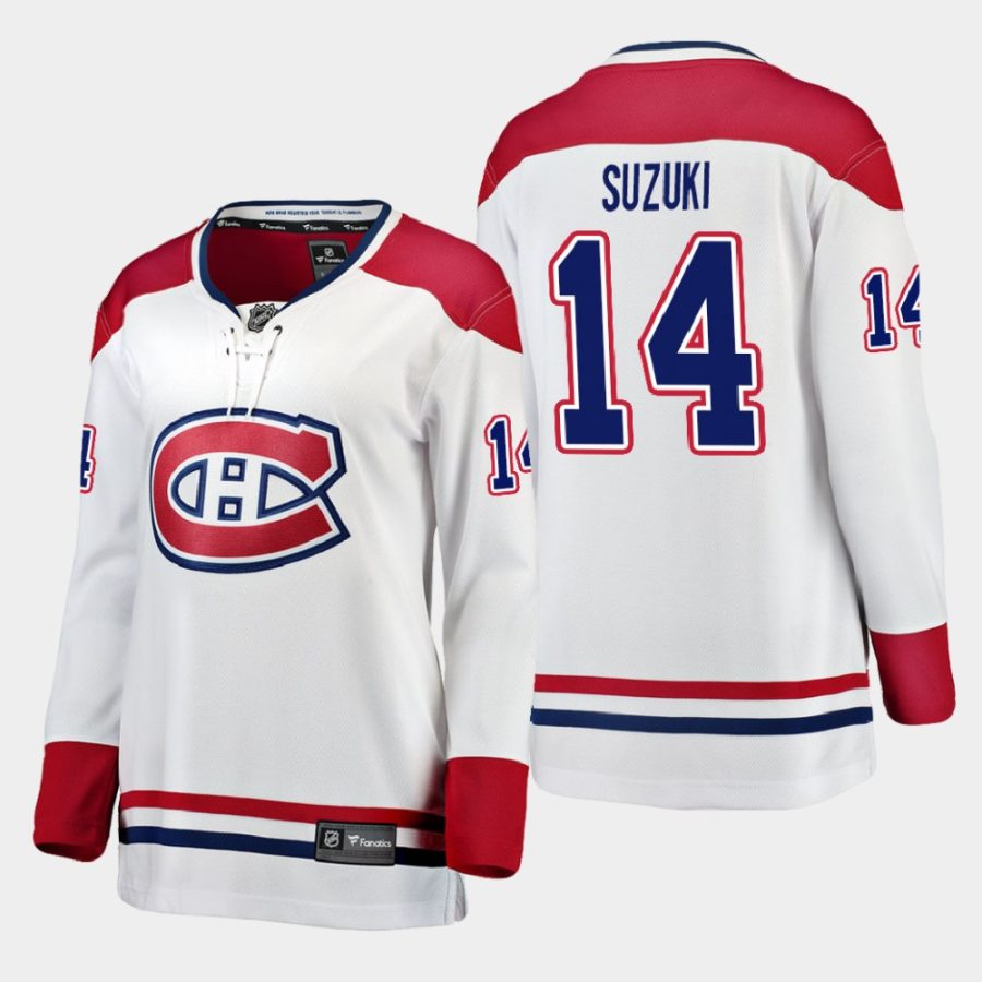 women canadiens nick suzuki white 2021 away jersey