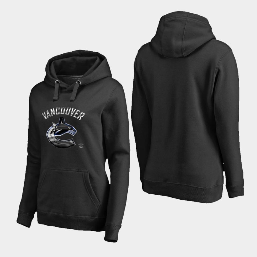 women canucks black midnight mascot primary hoodie