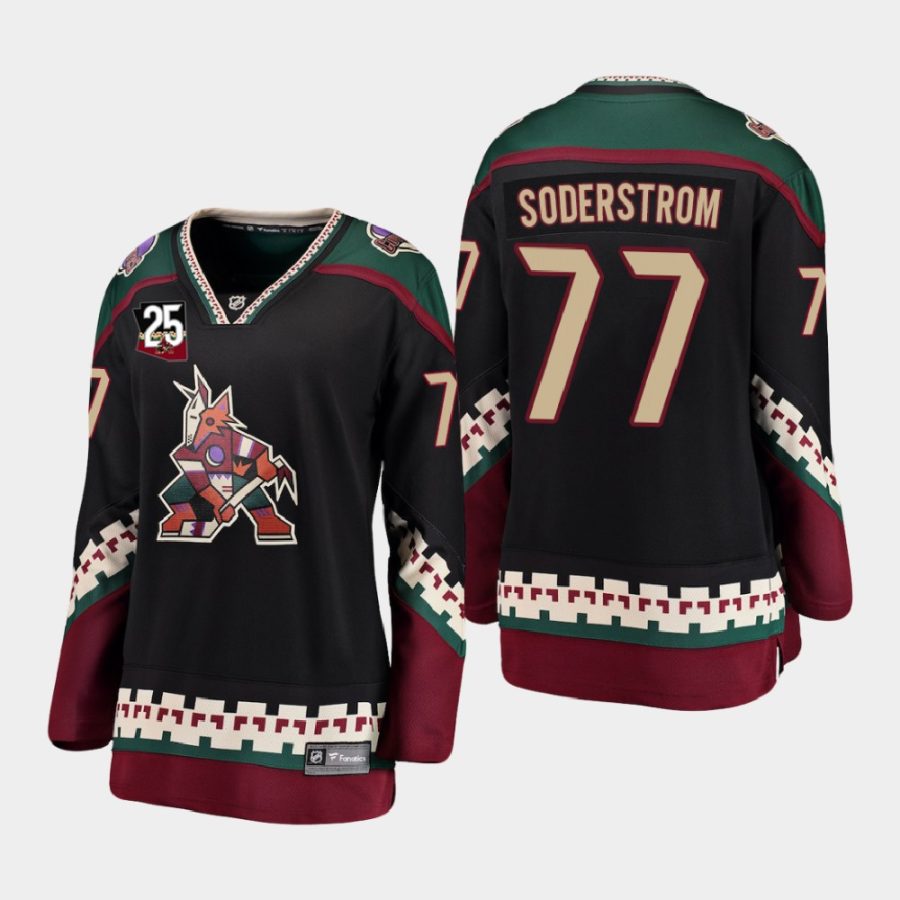 women coyotes victor soderstrom black 2020 21 25th anniversary kachina alternate jersey