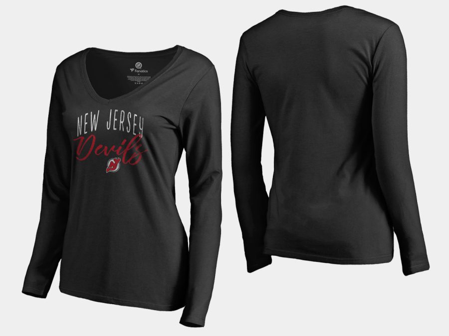 women devils black graceful long sleeve v neck t shirt