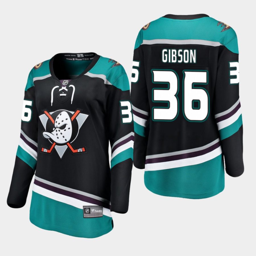 women ducks john gibson black alternate breakaway player jersey