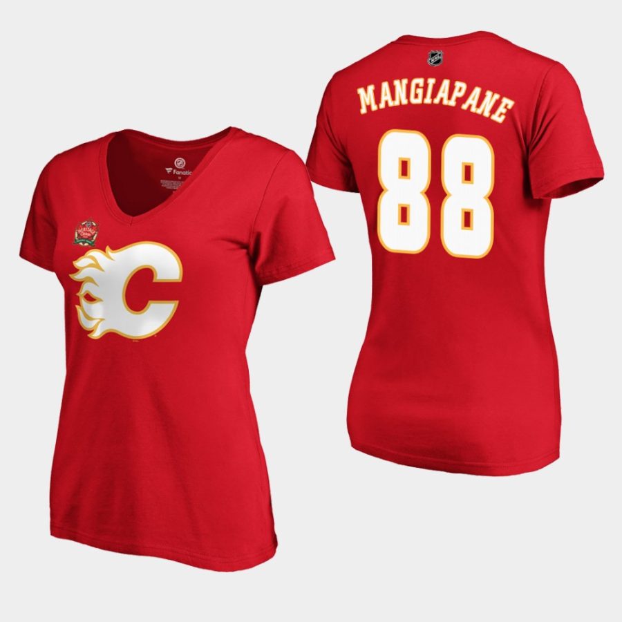 women flames andrew mangiapane red heritage classic primary logo t shirt