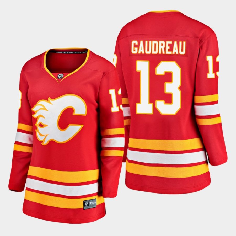 women flames johnny gaudreau red 2020 21 home premier breakaway jersey