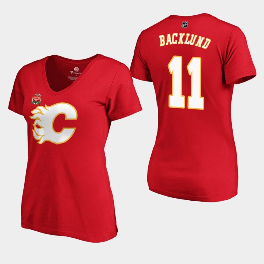 women flames mikael backlund red heritage classic primary logo t shirt