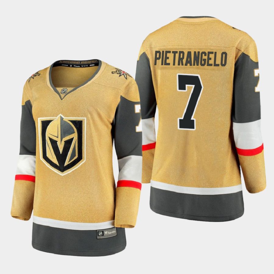 women golden knights alex pietrangelo gold 2020 21 alternate breakaway player jersey