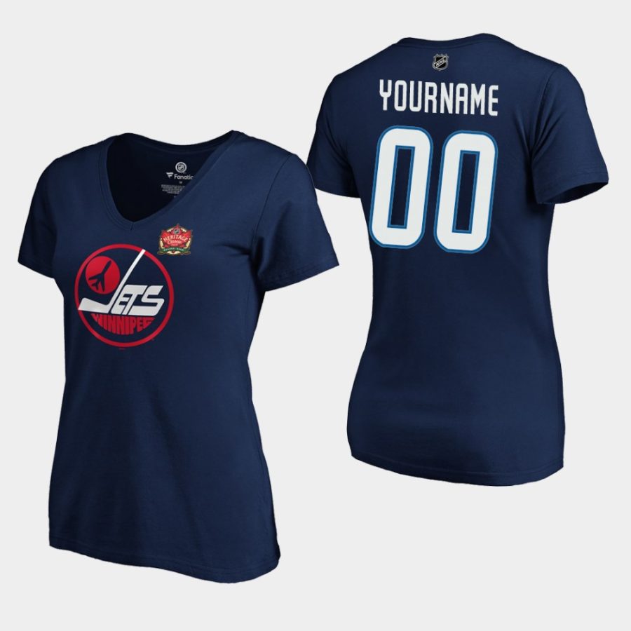 women jets custom navy 2019 heritage classic primary logo t shirt