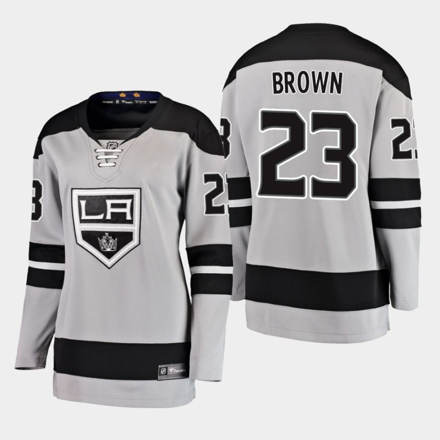 women kings dustin brown gray alternate breakaway player jersey