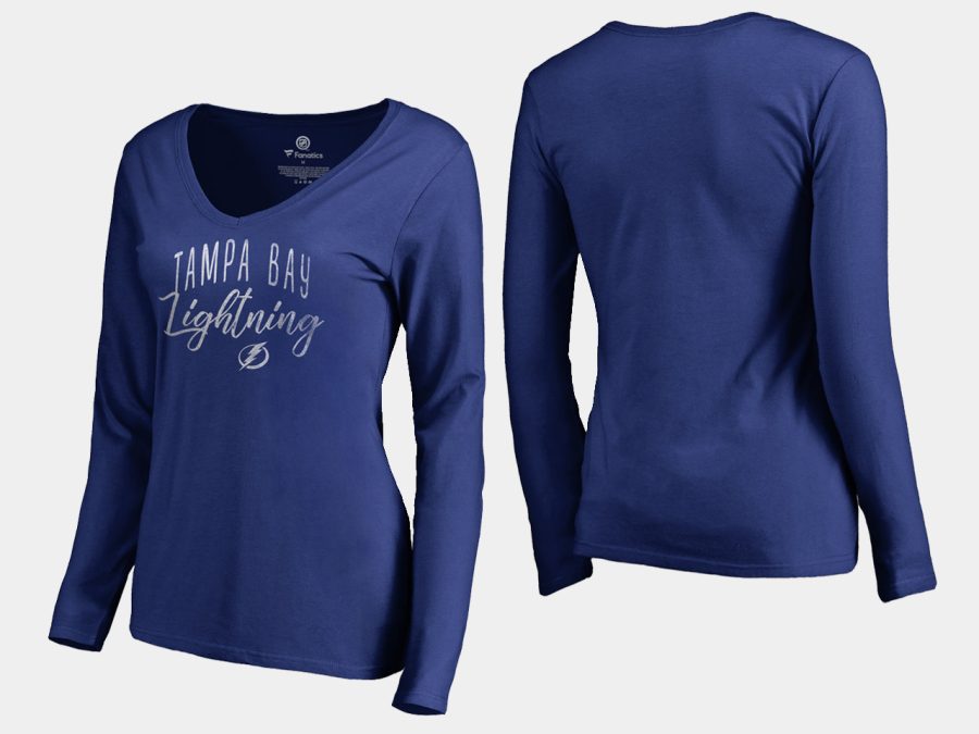 women lightning blue graceful long sleeve v neck t shirt