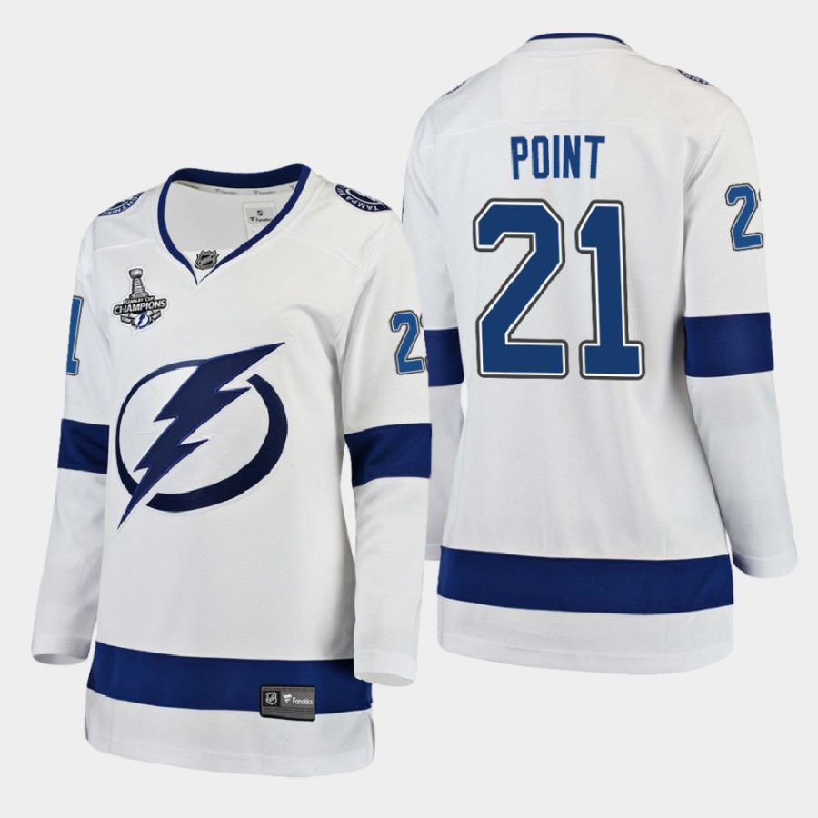 women lightning brayden point white 2020 stanley cup champions away breakaway player jersey