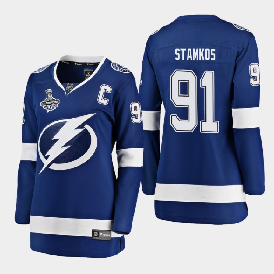 women lightning steven stamkos blue 2020 stanley cup champions home breakaway player jersey