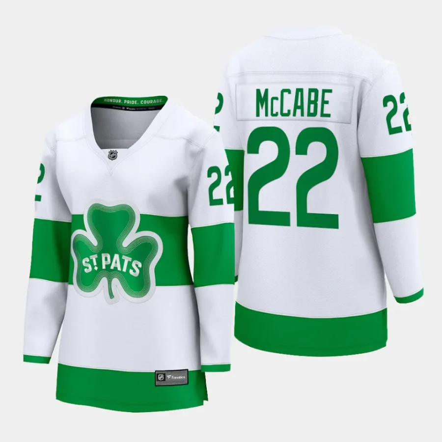 women maple leafs jake mccabe white 2024 st. patricks alternate premier breakaway player jersey