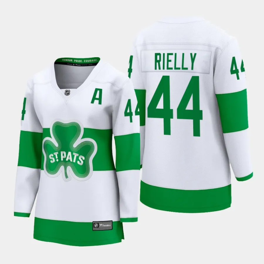 women maple leafs morgan rielly white 2024 st. patricks alternate premier breakaway player jersey