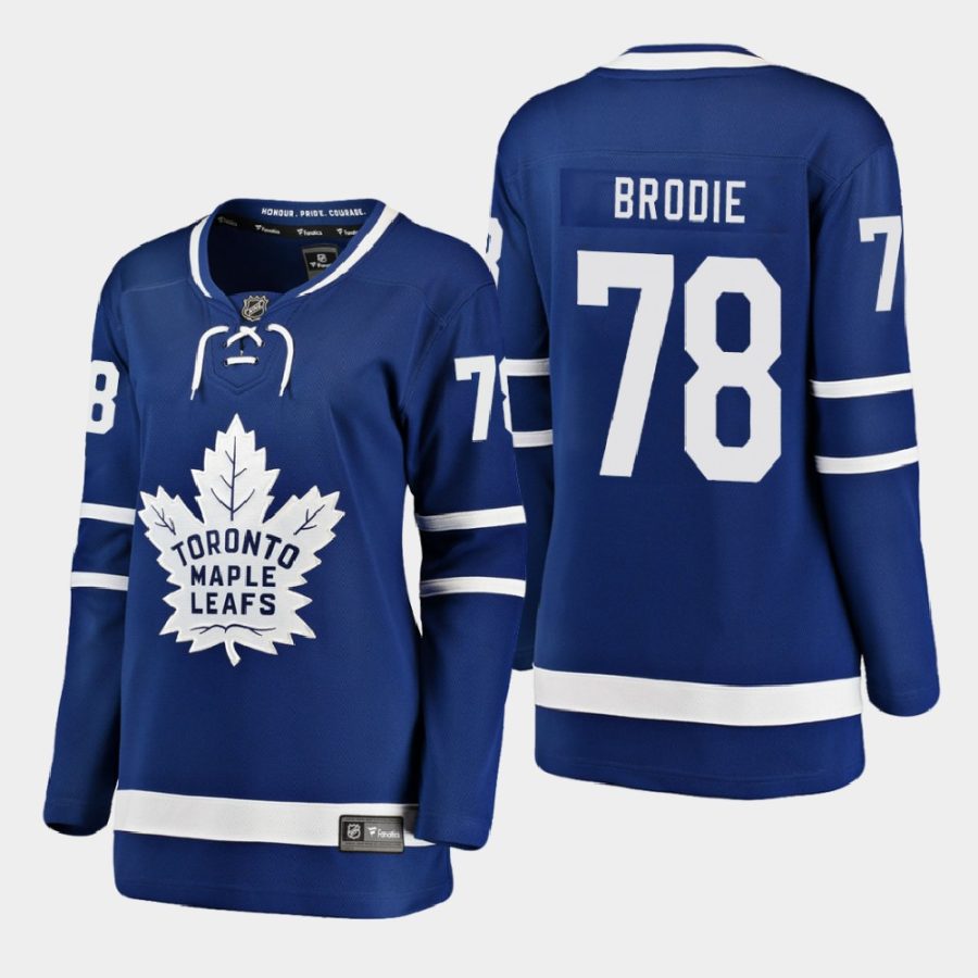 women maple leafs t. j. brodie blue 2020 21 home breakaway player jersey