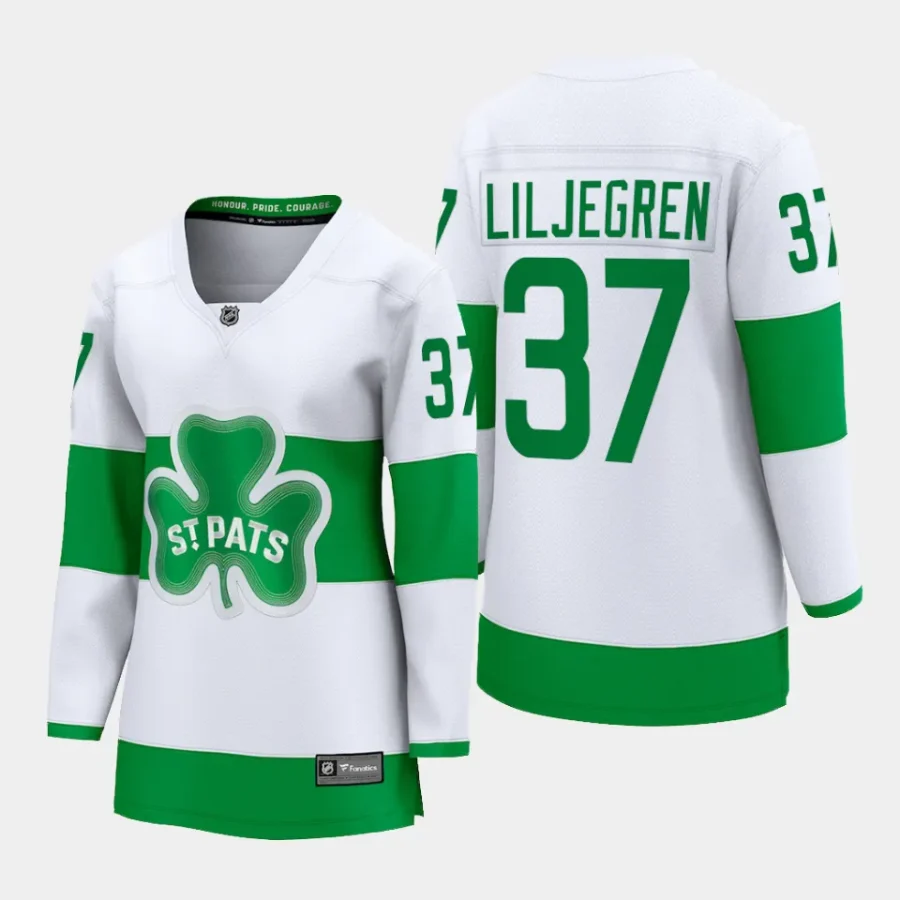 women maple leafs timothy liljegren white 2024 st. patricks alternate premier breakaway player jersey