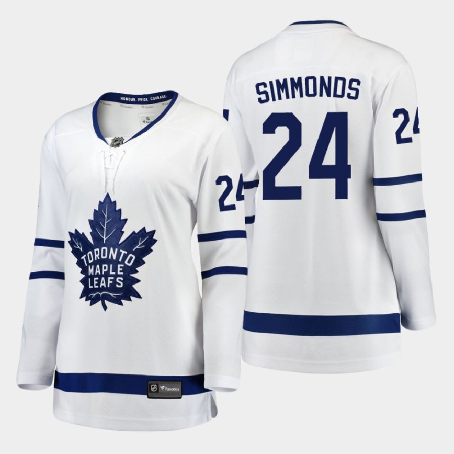 women maple leafs wayne simmonds white 2020 21 away breakaway player jersey