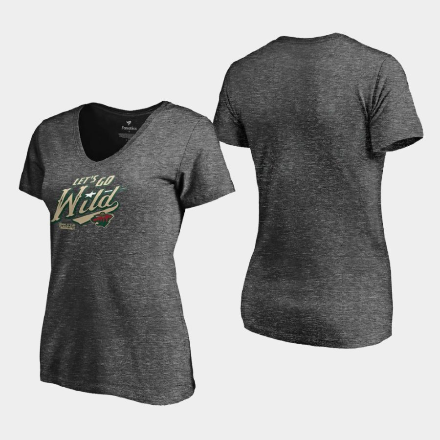 women minnesota wild 2021 stanley cup playoffs charcoal heads up play t shirt