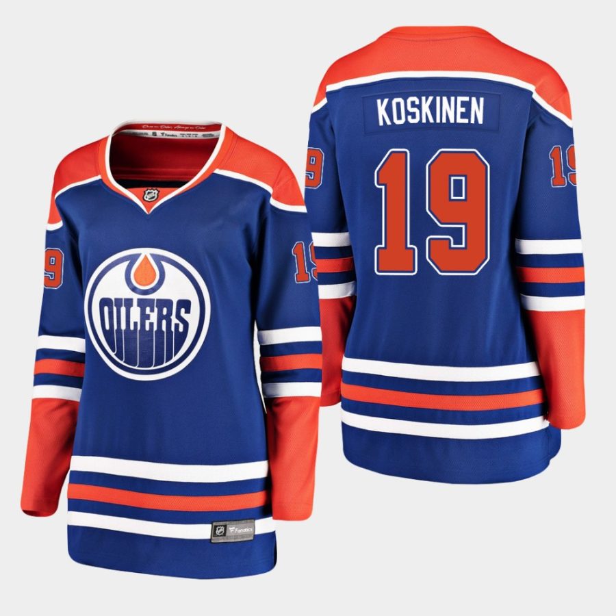 women oilers mikko koskinen royal alternate breakaway player jersey