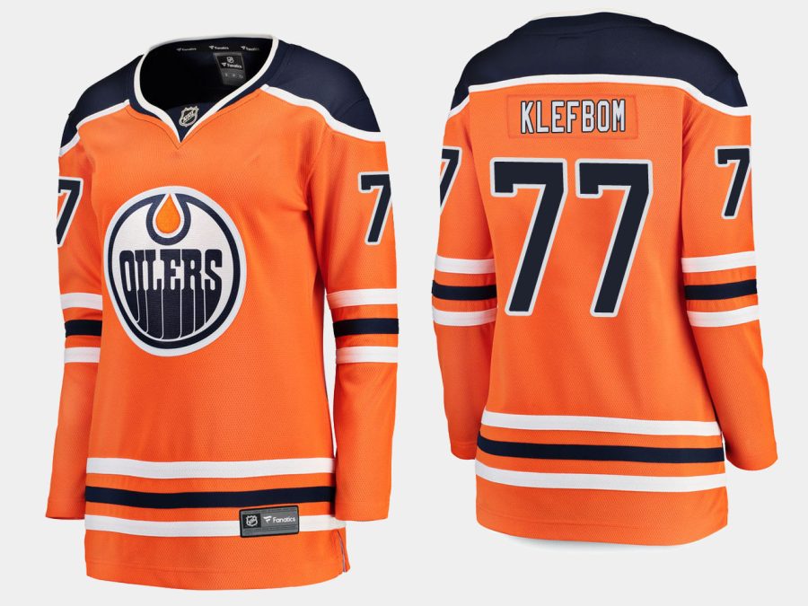 women oilers oscar klefbom home breakaway player jersey