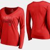 women panthers red graceful long sleeve v neck t shirt