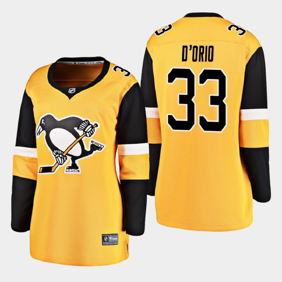 women penguins alex dorio gold 2021 alternate jersey