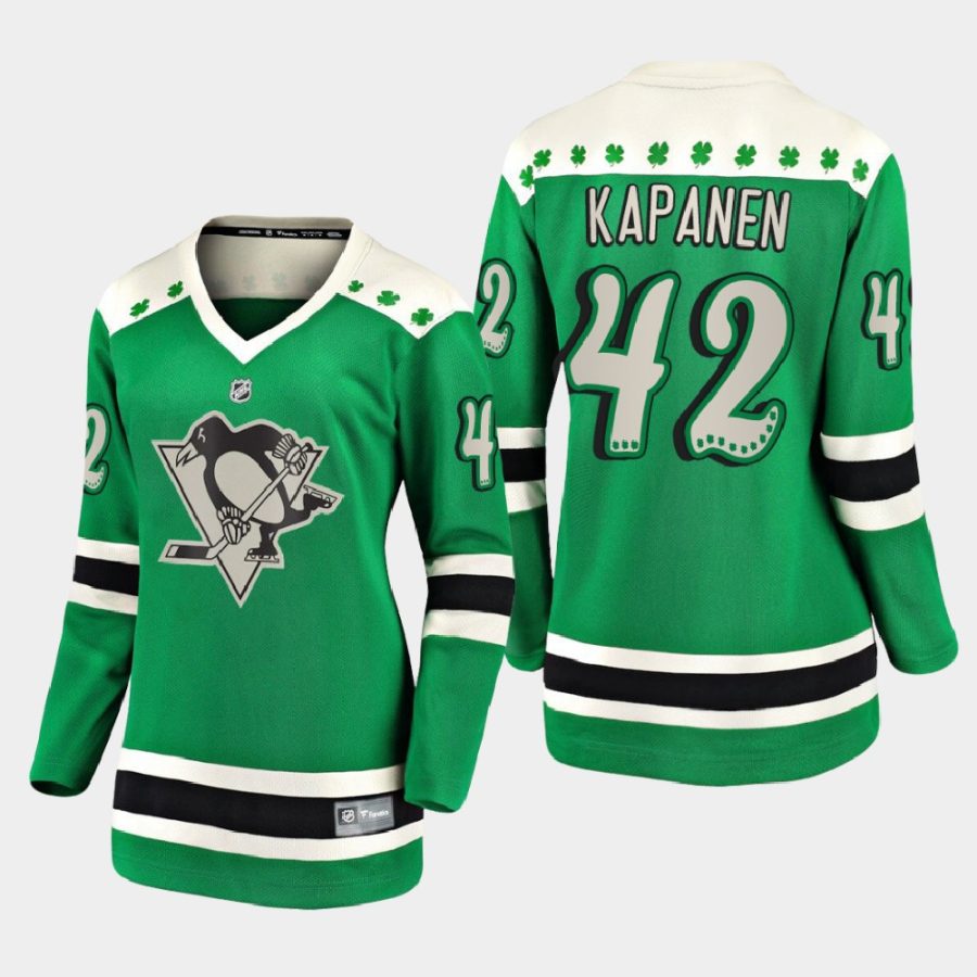 women penguins kasperi kapanen green 2021 st. patricks day jersey