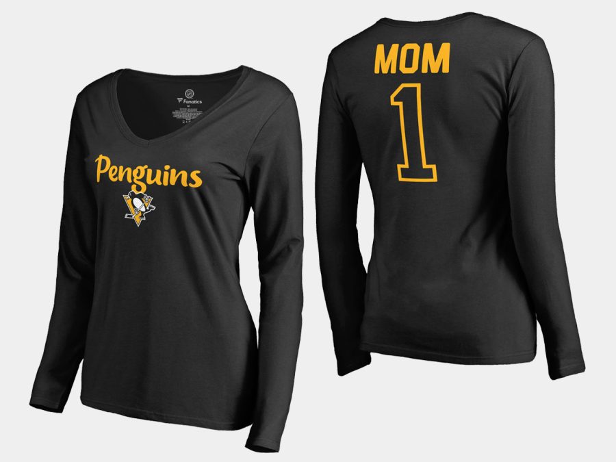 women penguins mothers day number 1 mom long sleeve t shirt