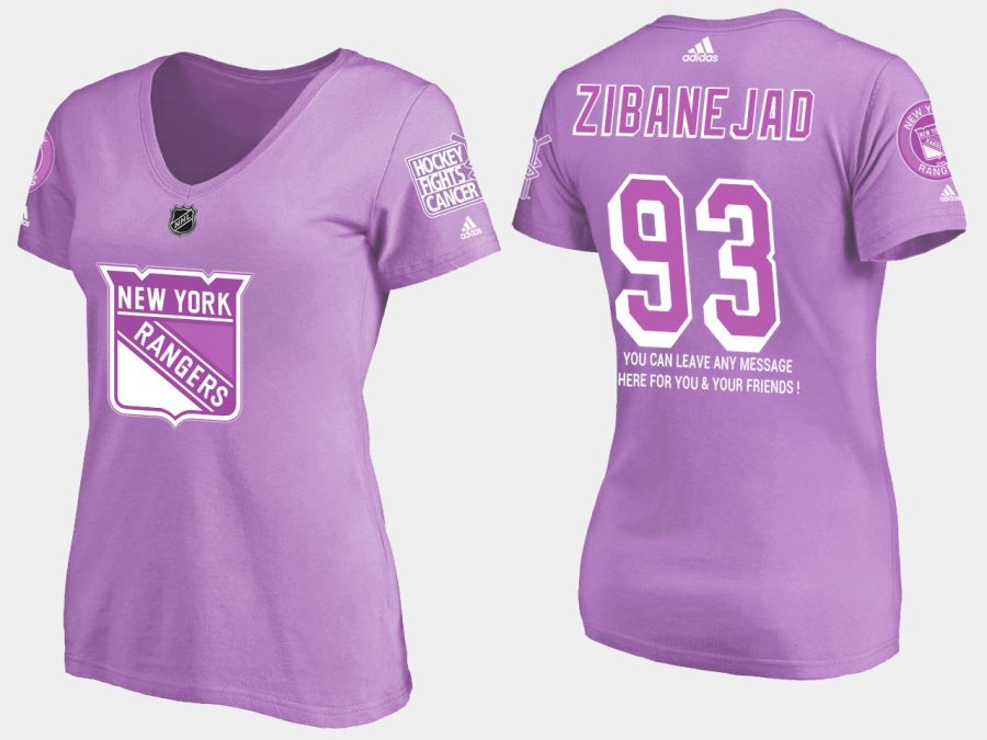 women rangers mika zibanejad fights cancer purple t shirt