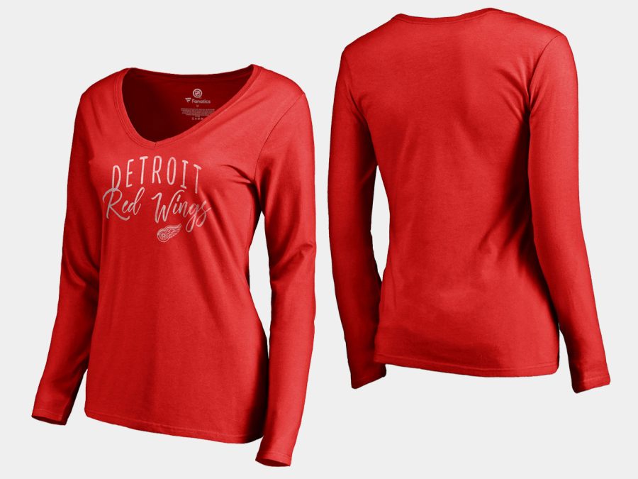 women red wings red graceful long sleeve v neck t shirt