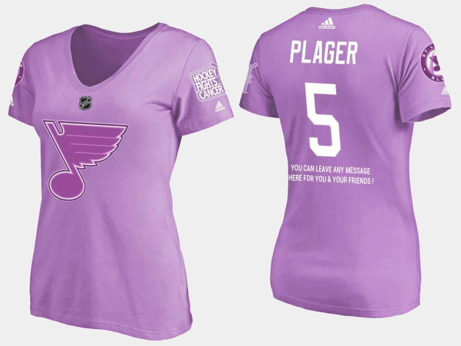 women retired blues bob plager fights cancer purple t shirt