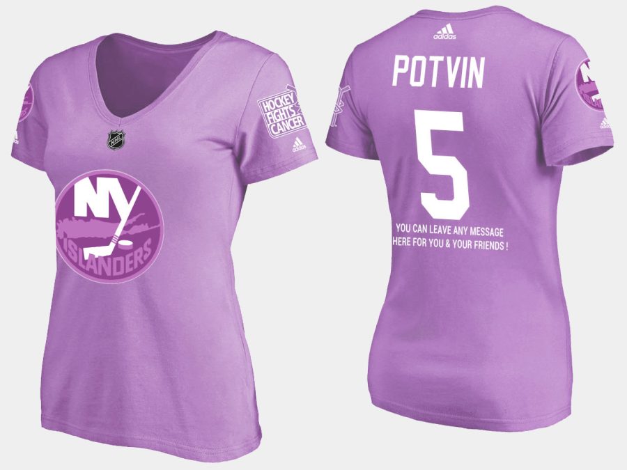 women retired islanders denis potvin fights cancer purple t shirt