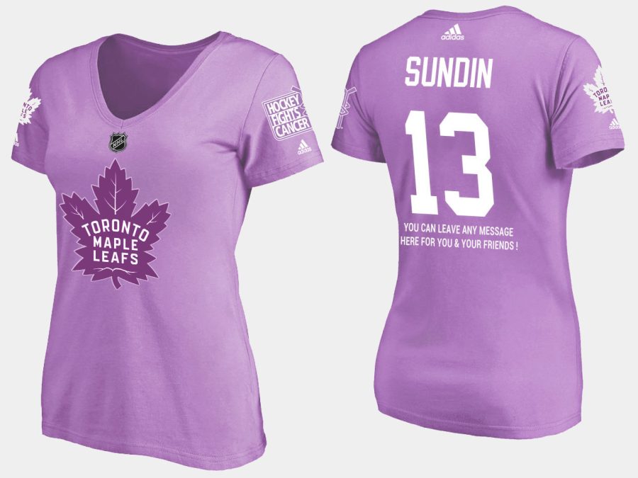 women retired maple leafs mats sundin fights cancer purple t shirt