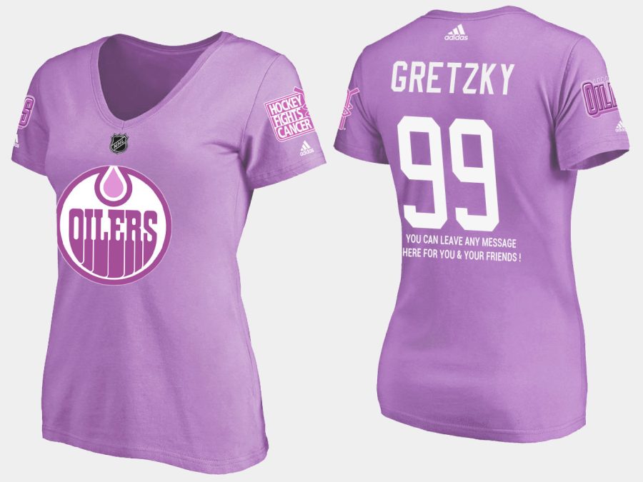 women retired oilers wayne gretzky fights cancer purple t shirt