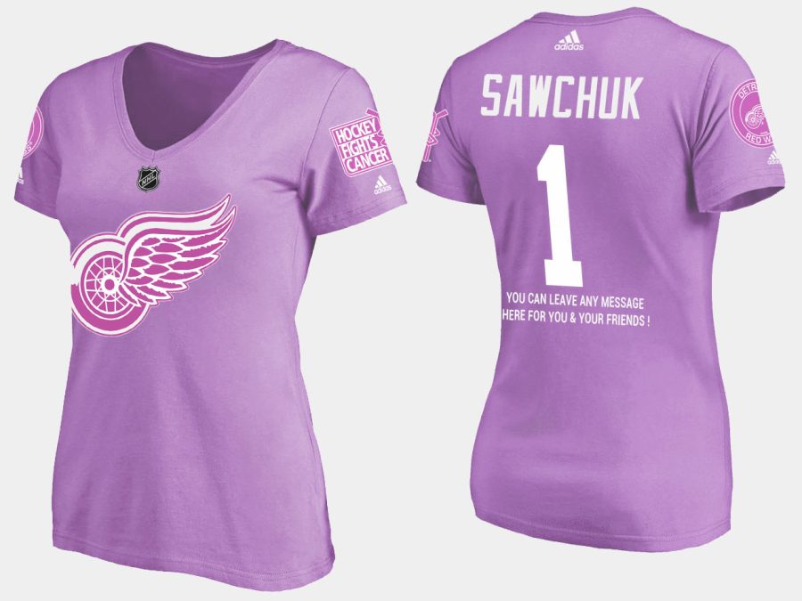 women retired red wings terry sawchuk fights cancer purple t shirt