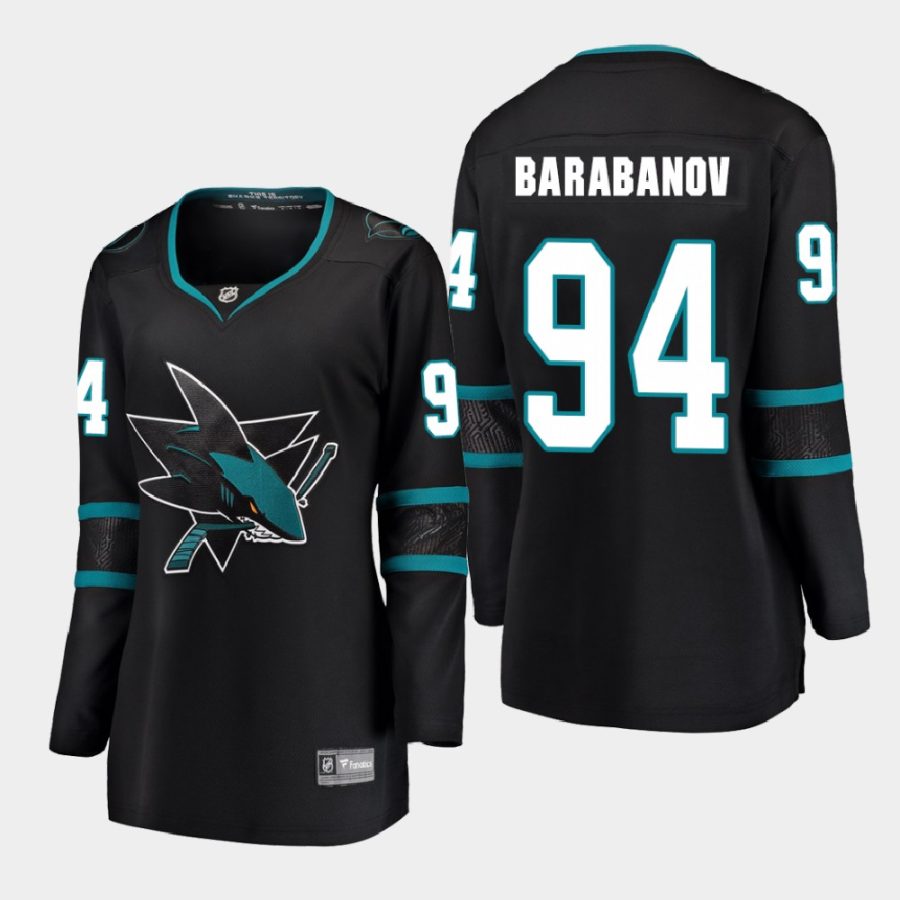 women sharks alexander barabanov black 2021 alternate jersey