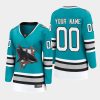 women sharks custom teal 2020 21 heritage 30th anniversary premier jersey