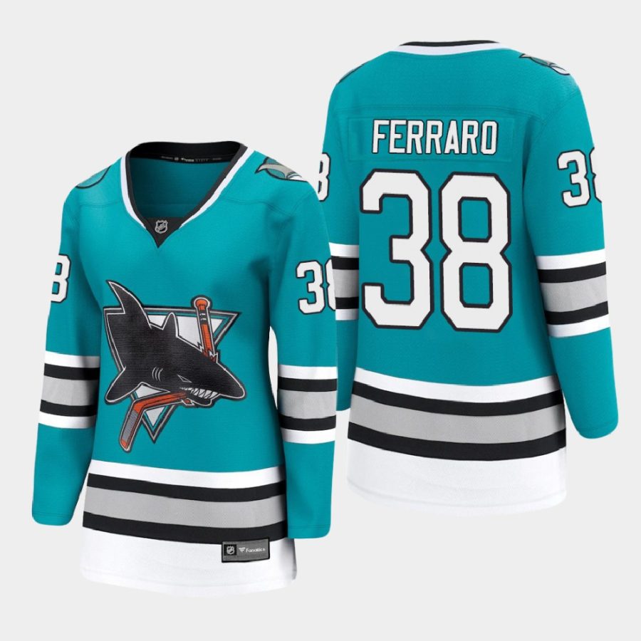 women sharks mario ferraro teal 2020 21 heritage 30th anniversary premier jersey