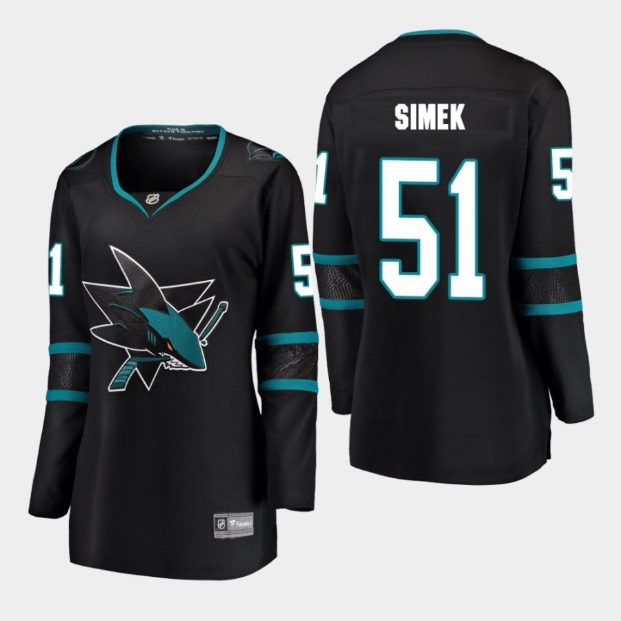 women sharks radim simek black alternate breakaway player jersey