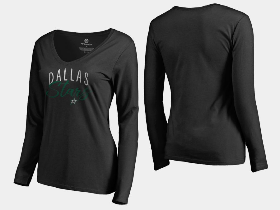 women stars black graceful long sleeve v neck t shirt