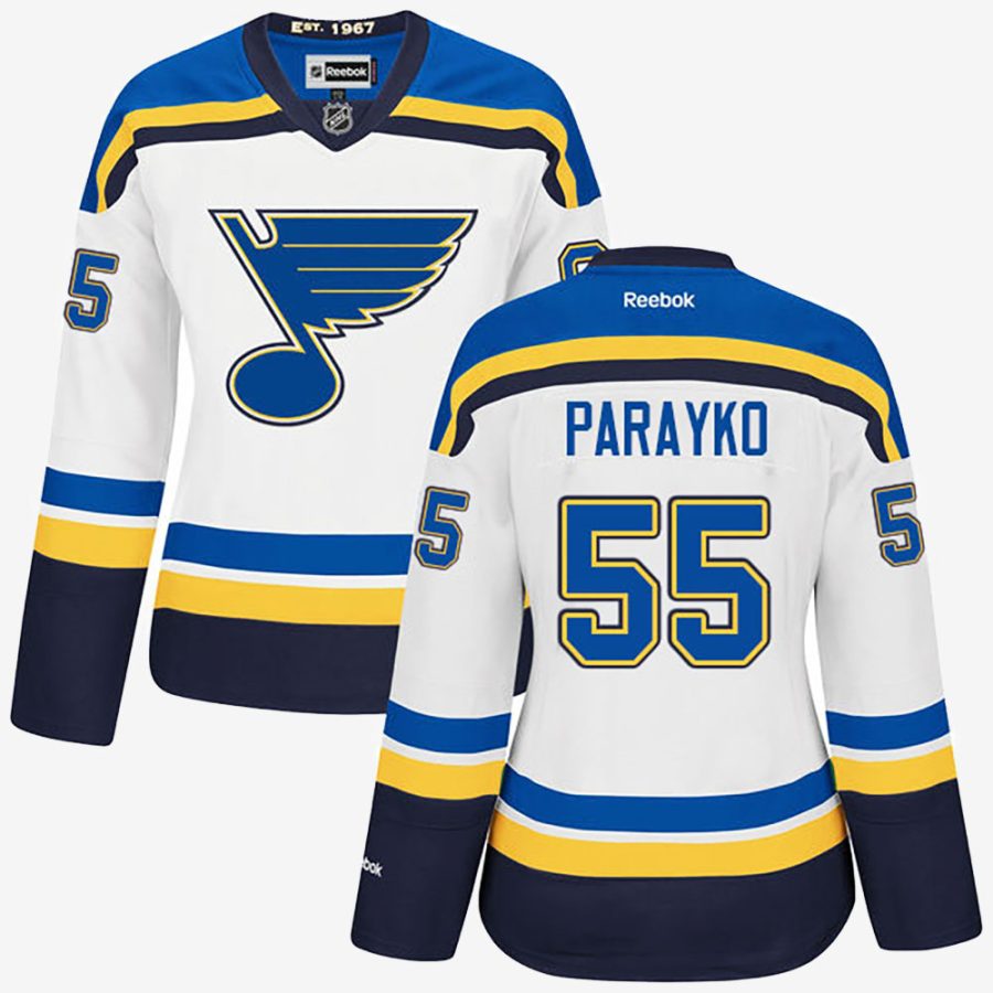 womens blues colton parayko white away premier jersey