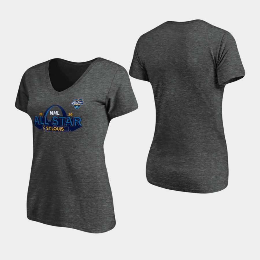 womens heather gray 2020 nhl all star game st. louis v neck fanatics branded t shirt