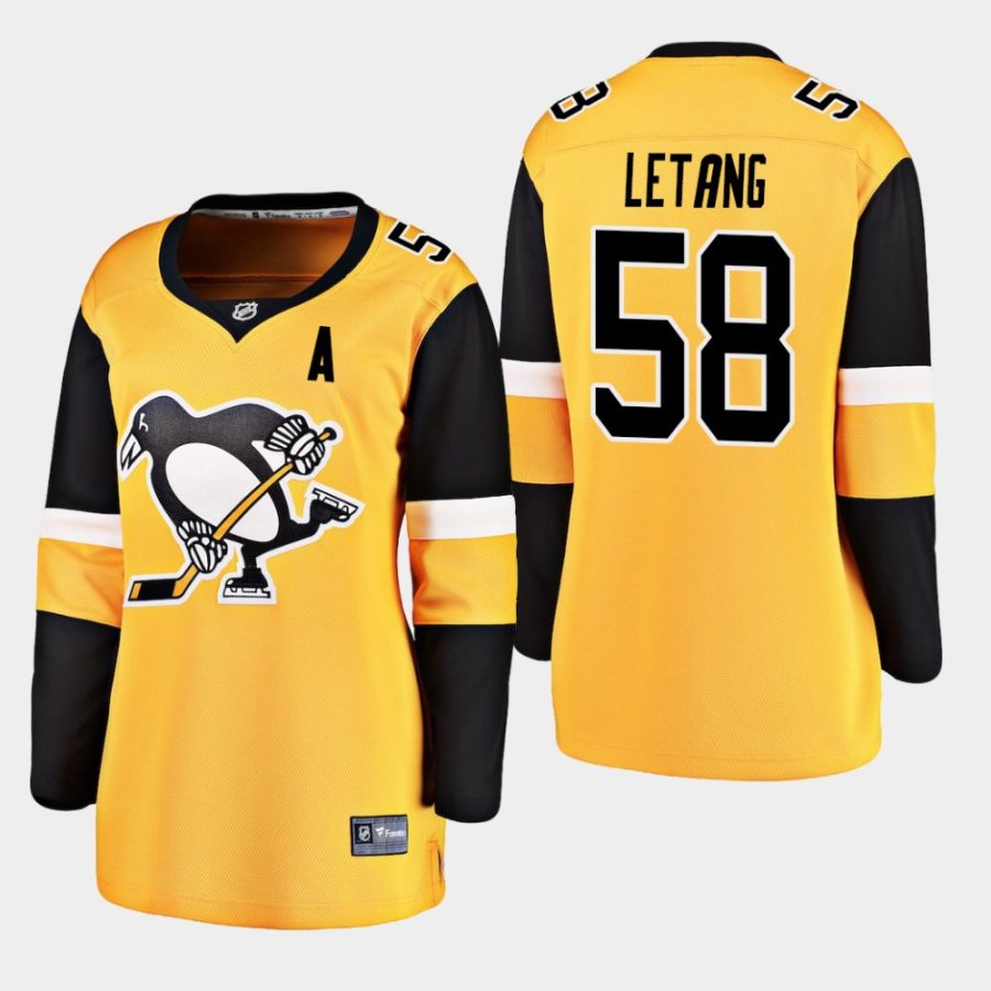 womens penguins kris letang 2019 alternate breakaway player jerseygold